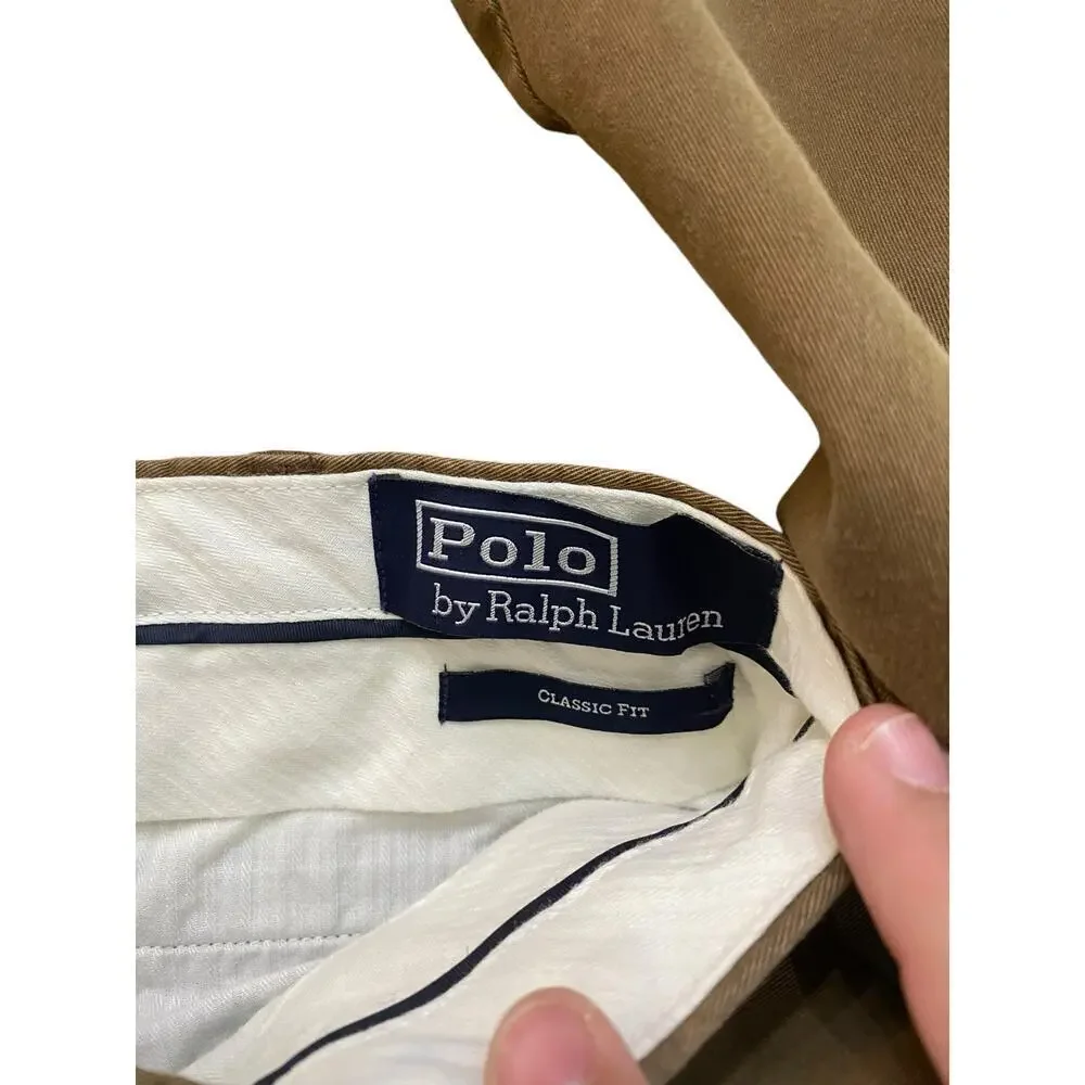 Polo Ralph Lauren Brown Flat Front Classic Fit Chino Pant Size 36x32